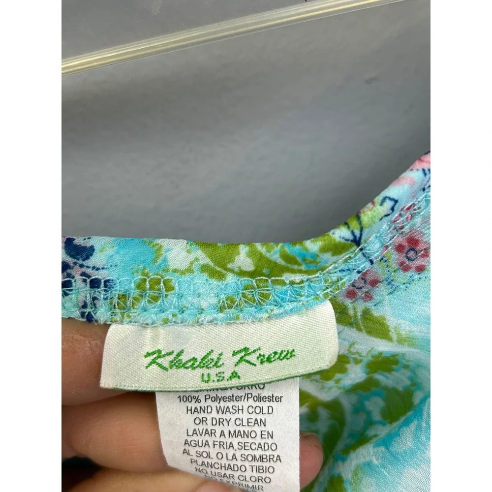 Khaki Krew‎ Mini Skirt Womens Small Turquoise Paisley Floral Cottage USA Garden